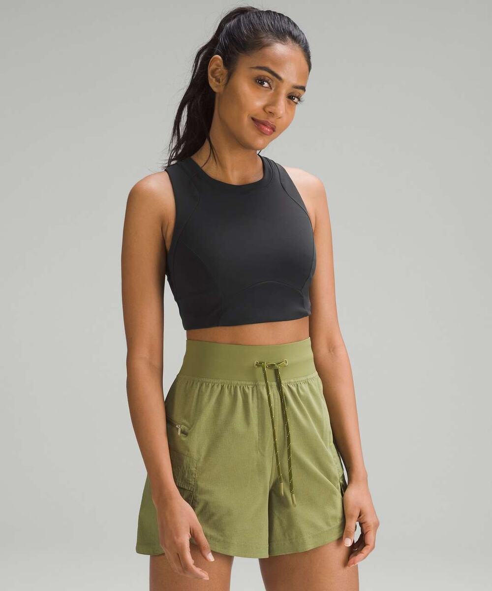 Lululemon Storage Hike Longline Bra Women's 6 B/C Black Abrasion-Resistant
